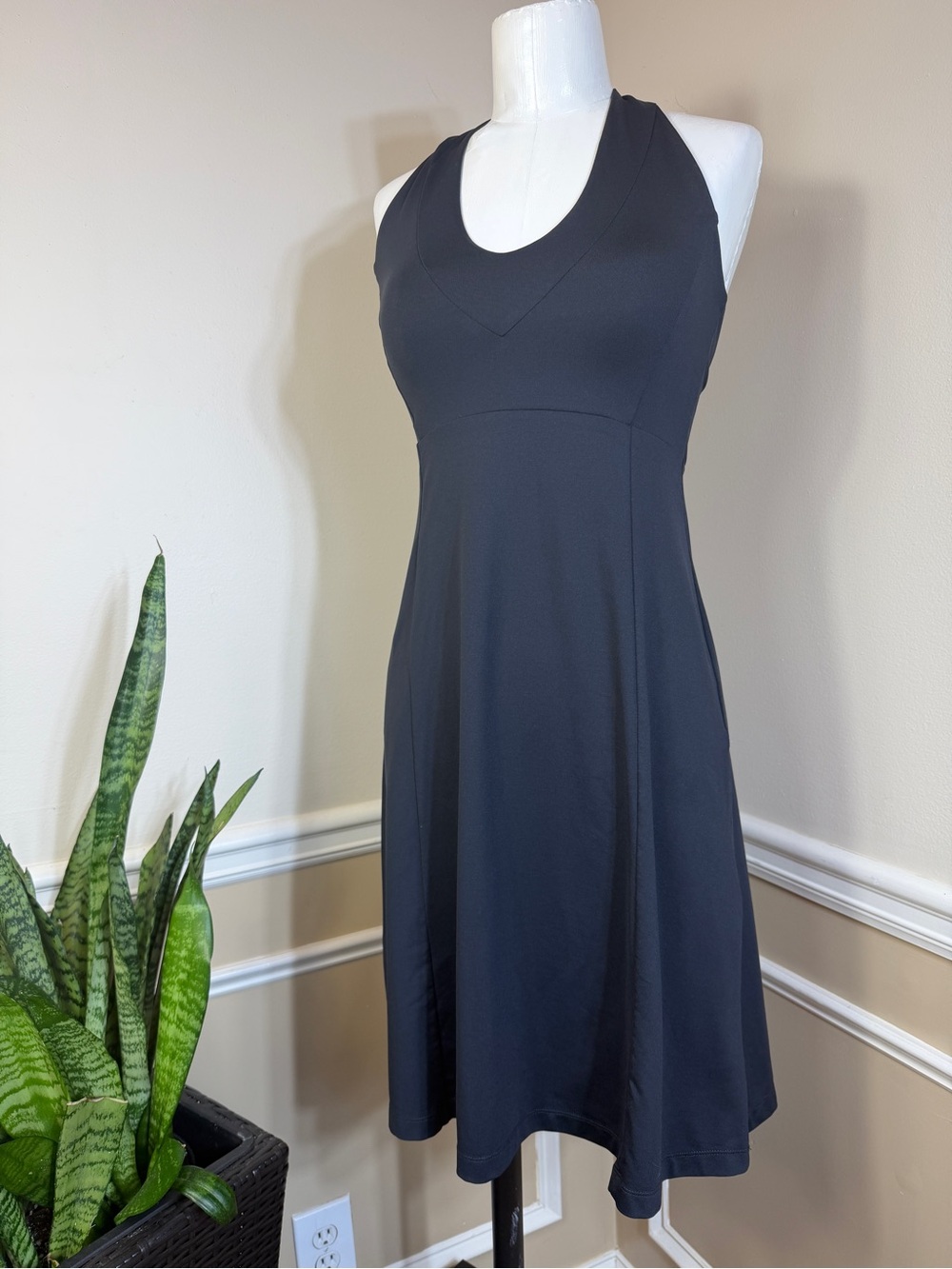 Original Patagonia Woman Dress Black Halter Midi Athleisure Backless Extra Smal